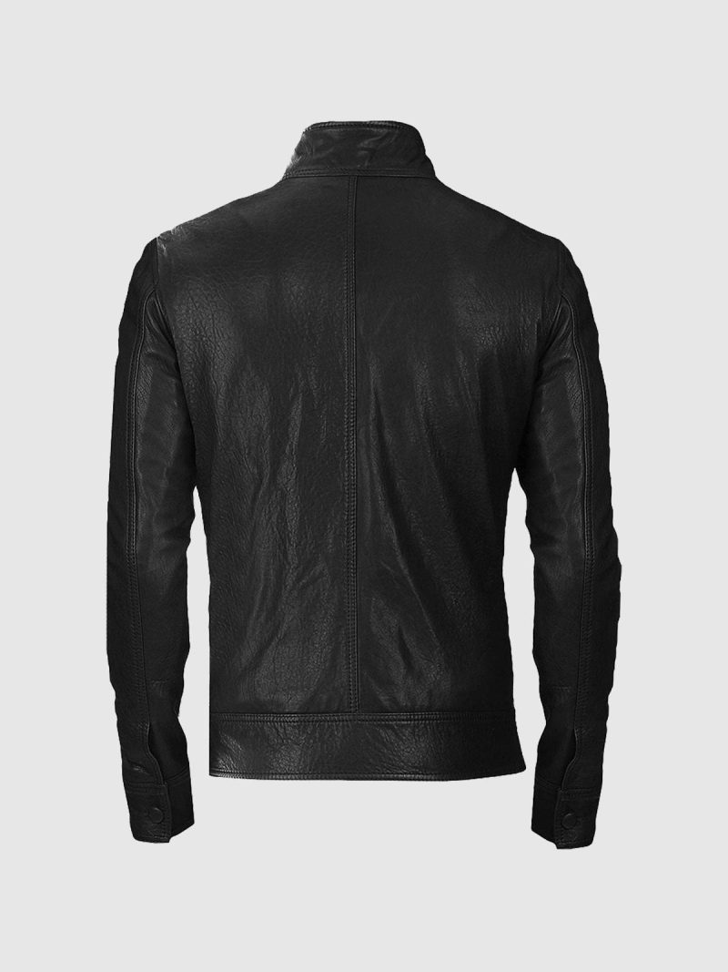 Midnight Racer Men's Leather Biker Jacket - Image 2