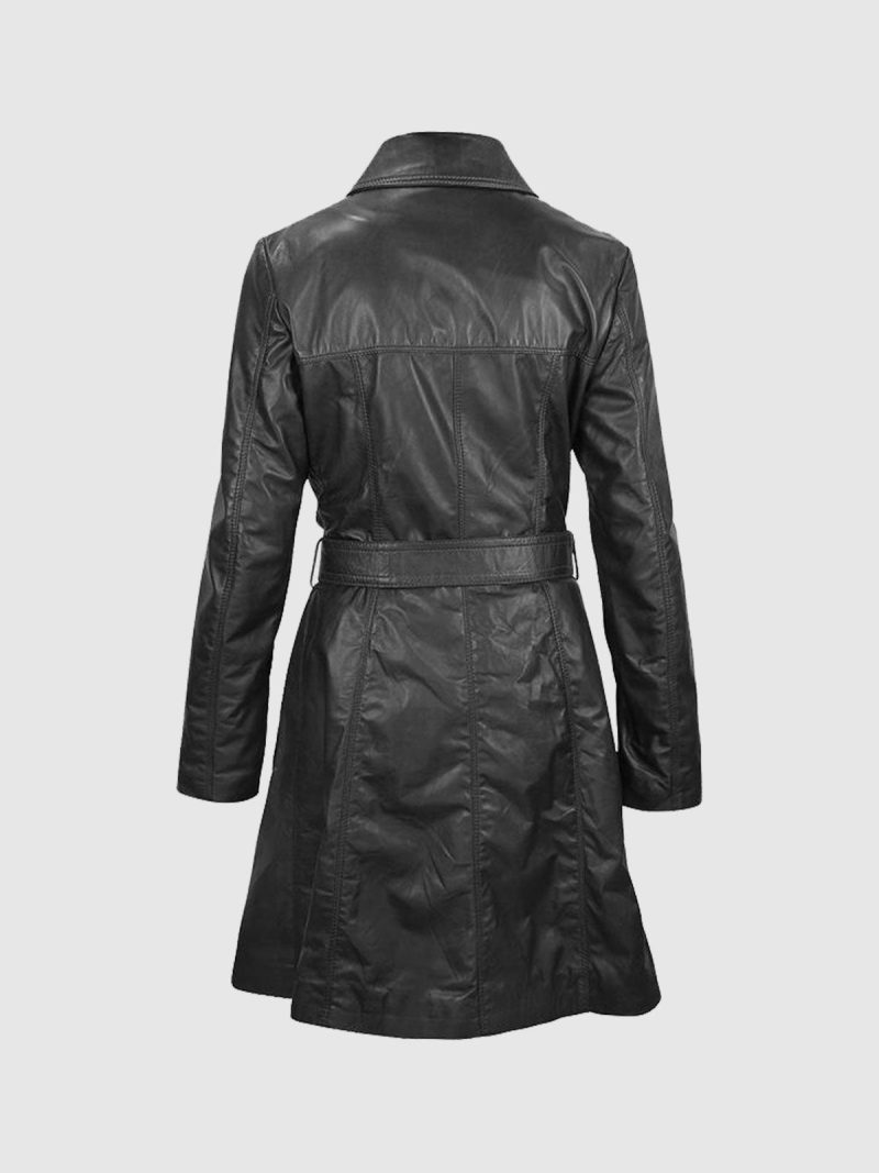 Urban Voyager Women's Long Leather Coat - Image 2