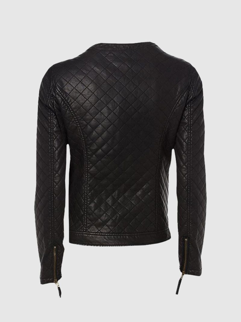 Quilted Charm Women's Black Leather Jacket - Image 2