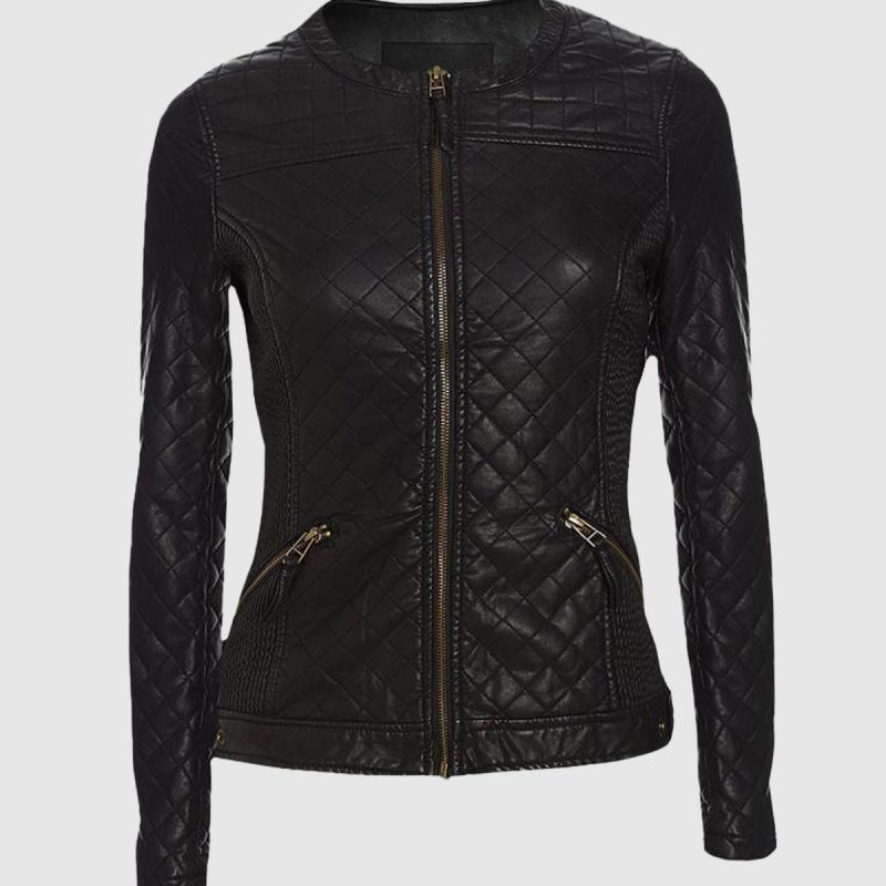 Quilted Charm Women's Black Leather Jacket