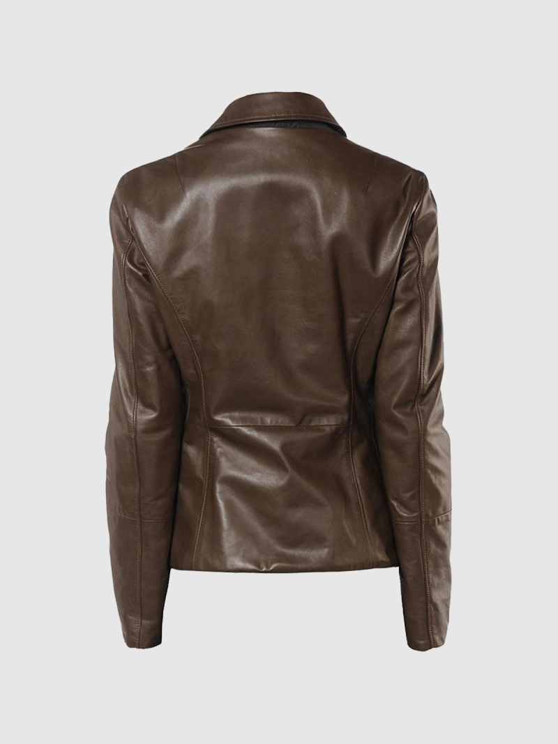Aveline Women's Brown Leather Blazer - Image 2