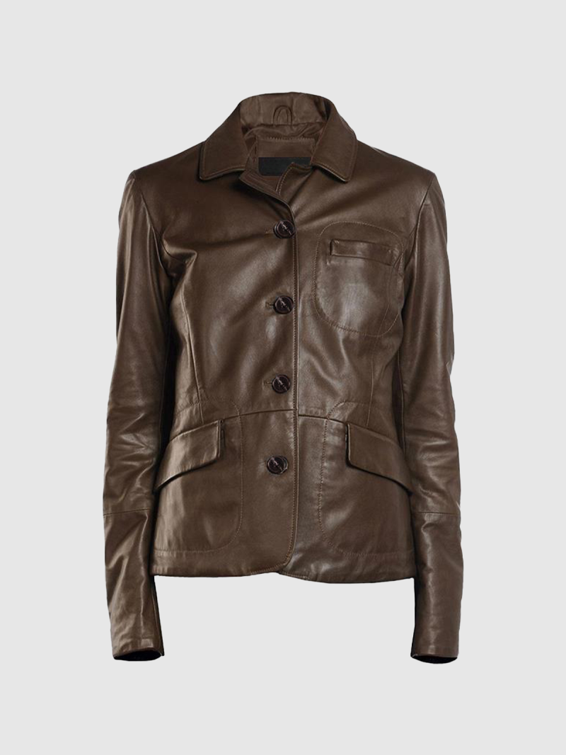 Aveline Women's Brown Leather Blazer