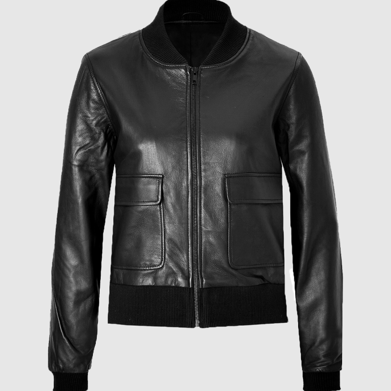 Vienna Women's Black Bomber Jacket