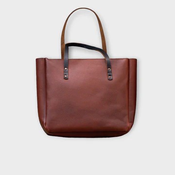 Kel Brown Leather Zipper Tote